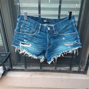 3x1 jean shorts ripped cut off button fly